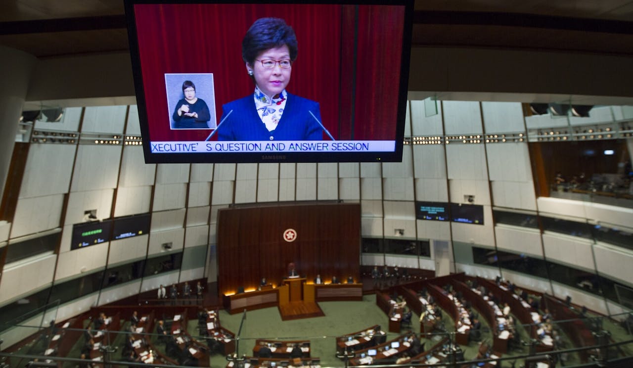 特首林鄭月娥昨天（7月5日）到立法會出席上任後首次答問大會（亞新社）