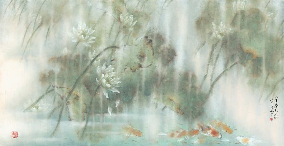 胡宇基 Wu Yue-Kee 《荷花錦鯉》 Lotus and Fancy Carp