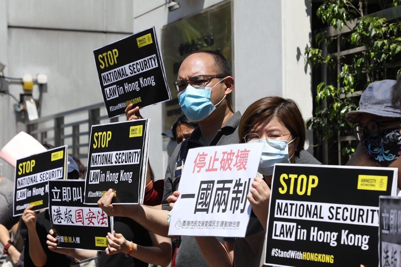 中聯辦證實外國勢力干預香港，因為外國就事件先後67次發表聲明。別人有意見便是干預，真是怪邏輯。（亞新社）