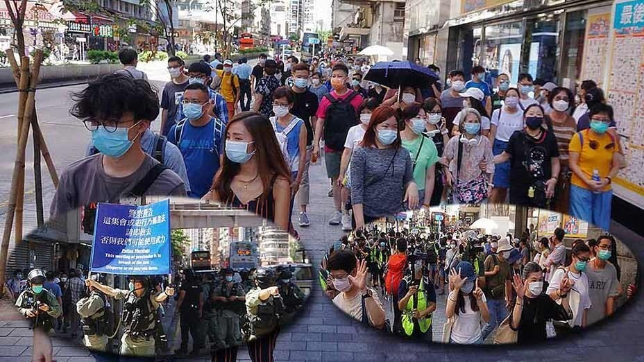 6.28 靜默流水遊行 無懼警方藍旗截查 June 28 Silent Fluid March Undaunted by Police Blue Flag Warning and Intercepts