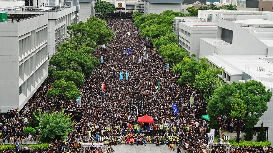 學界罷課集會 逼爆百萬大道 無懼風雨  Class Boycott Rally Floods Million Chinese Univ Quad, Undaunted by Wind & Rain