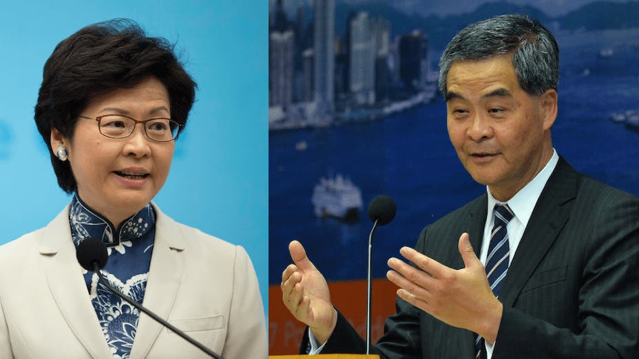 特首林鄭月娥率先回應，指梁振英的協商論雖然沒有違反《基本法》，但特首通過選舉產生的具體辦法已在附件一列明，而修改附件一（例如變成協商）須經過非常嚴謹的程序進行。（亞新社）