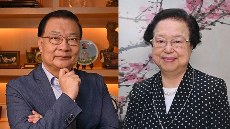 譚耀宗（左）和譚惠珠冀港區《國安法》實施後香港從此穩定。（灼見名家圖片）