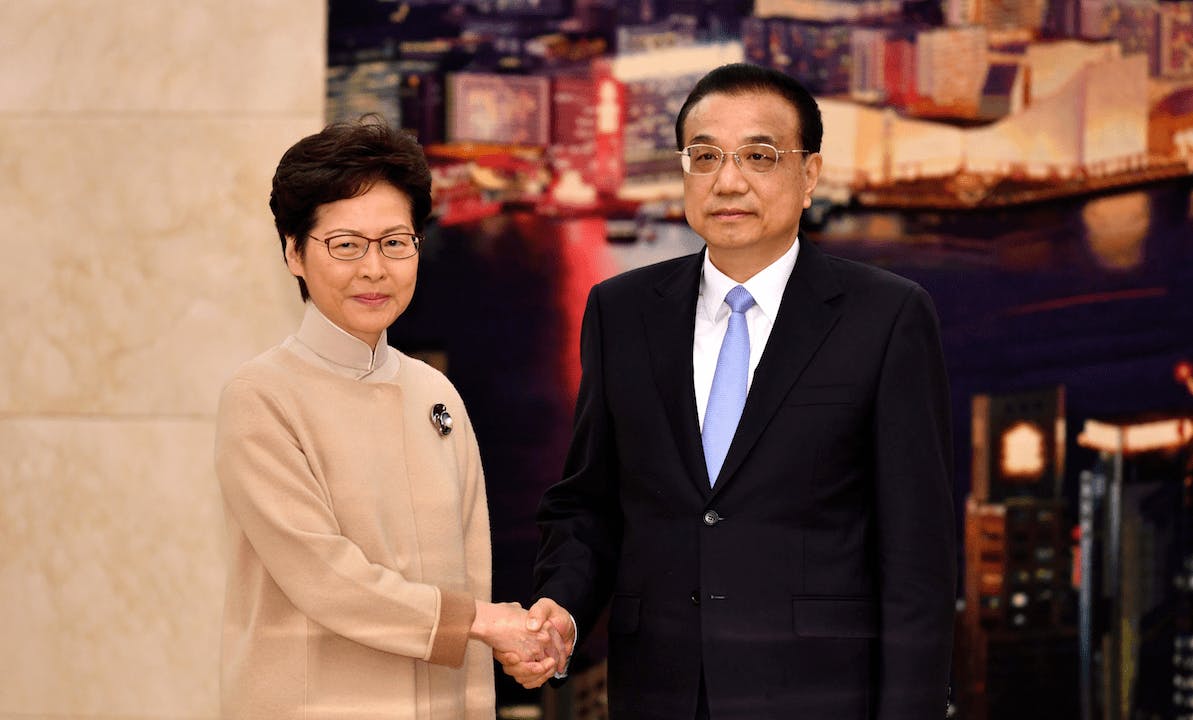 李克強總理接見述職的林鄭月娥行政長官，12月16日，北京。（亞新社）