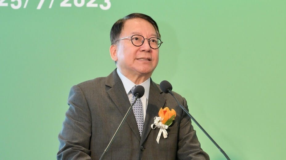 政務司司長陳國基在香港書展2023交流酒會致辭。（政府新聞處）