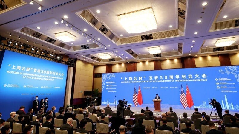 中美《上海公報》50周年紀念大會2月28日在上海錦江飯店舉行，中外嘉賓約60人出席。（中國政府網圖片）