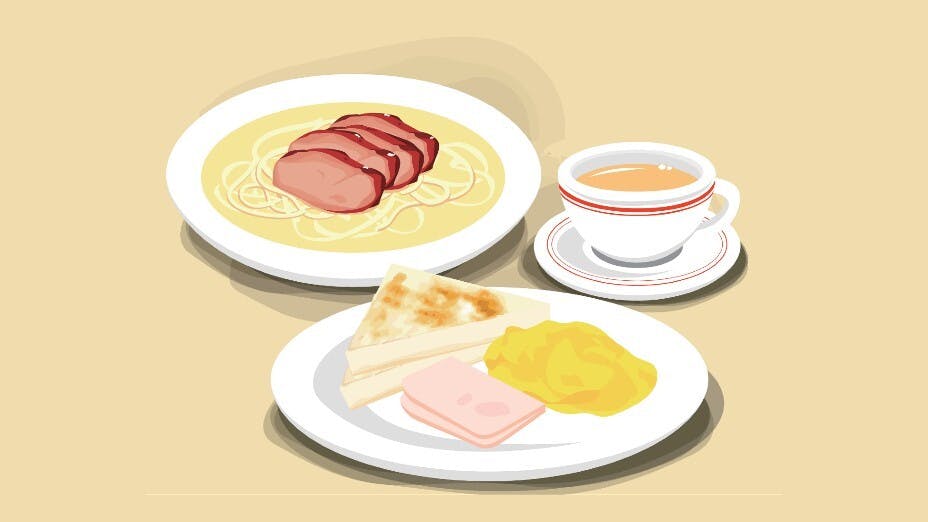 煎午餐肉的香味，配上那杯絲襪奶茶，在冬天的法庭，一碗餐蛋麵倒真是為很多案件打過氣。（Shutterstock）