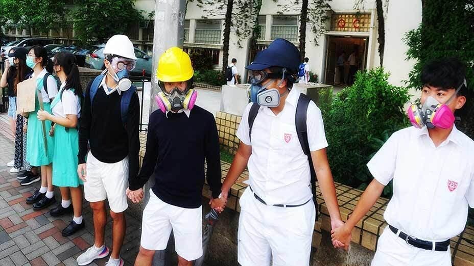 皇仁x庇理羅士x聖保祿 建聯校罷課人鏈 Queen's x Belilios x St Paul's Convent Joint Class Boycott Human Chain