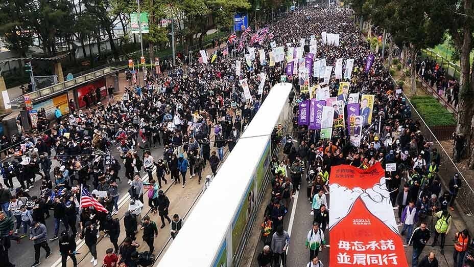 民陣2020元旦大遊行 逼爆港島 2020 New Year's Day March Flooded Hong Kong Island