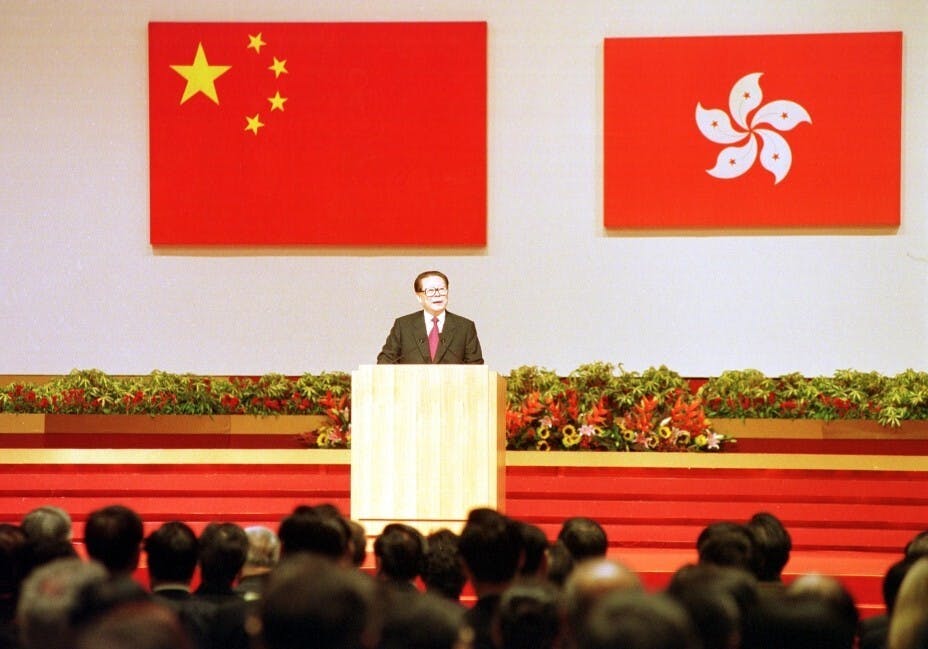 江主席為香港開啟了新的歷史篇章。（亞新社）