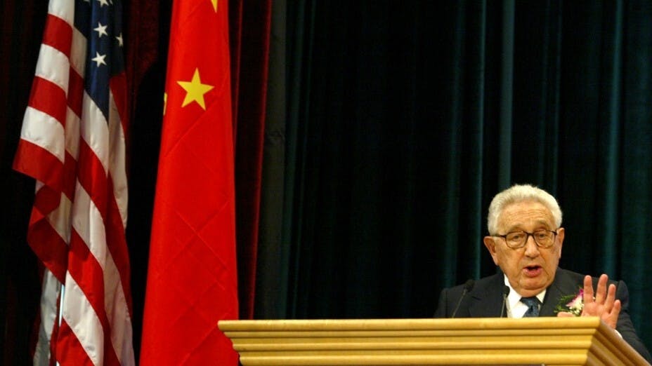 基辛格百歲生辰，卻遇到中美關係再次跌落冰點。（亞新社）