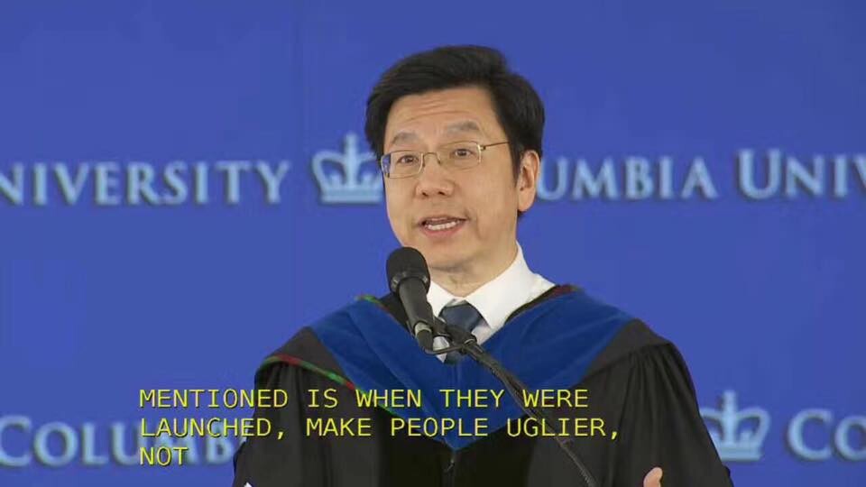 「創新工場」創始人兼CEO李開復博士在哥倫比亞大學畢業禮演講（李開復Facebook）