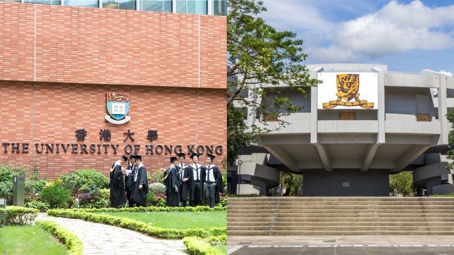 本港有5間大學名列全球百強，港大及中大領先。（Shutterstock合成圖）