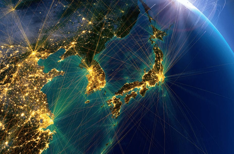 中韓、中日及兩岸經貿關係，早已超越與美國的雙邊貿易。（Shutterstock）