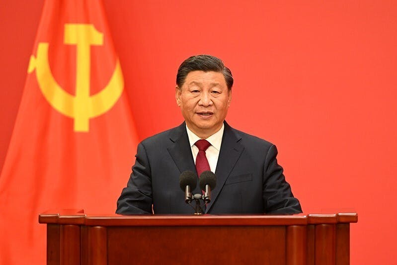 習近平又說，要始終推進黨的自我革命，亦要弘揚全人類共同價值。（中國政府網圖片）
