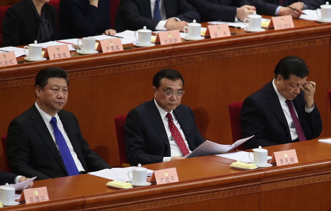 李克強總理在十二屆全國人大五次會議上作政府工作報告，七次提及實體經濟。（亞新社圖片）