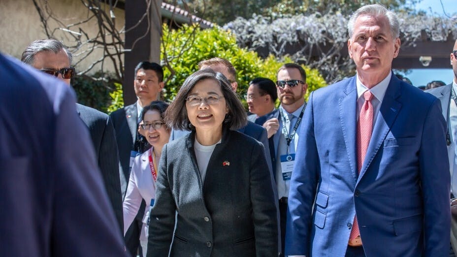 早前蔡英文與麥卡錫會談，引致北京反彈。（亞新社）
