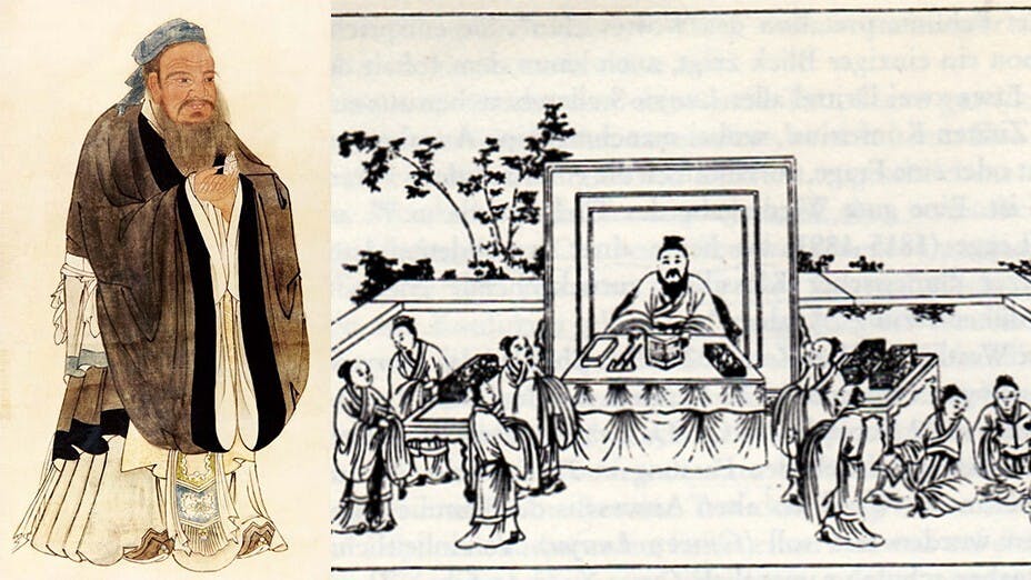 孔子早已提出對教者自許，歲月是逝者如斯，卻不捨晝夜，薪火傳承，為的是下一代。（Wikimedia Commons）