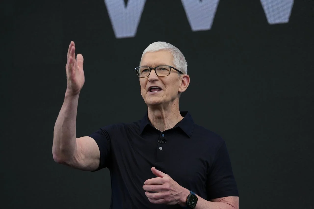 蘋果執行長 Tim Cook 在 WWDC 活動上發表談話。｜Photo Credit:WWDC