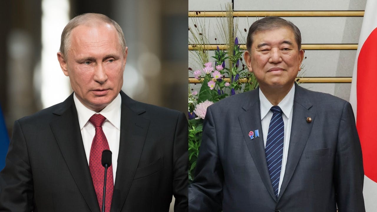 普京和石破茂的性格迥異，石破茂與強勢的普京對比，更顯其政治手腕的不足。（Shutterstock與日本政府網圖片合成）