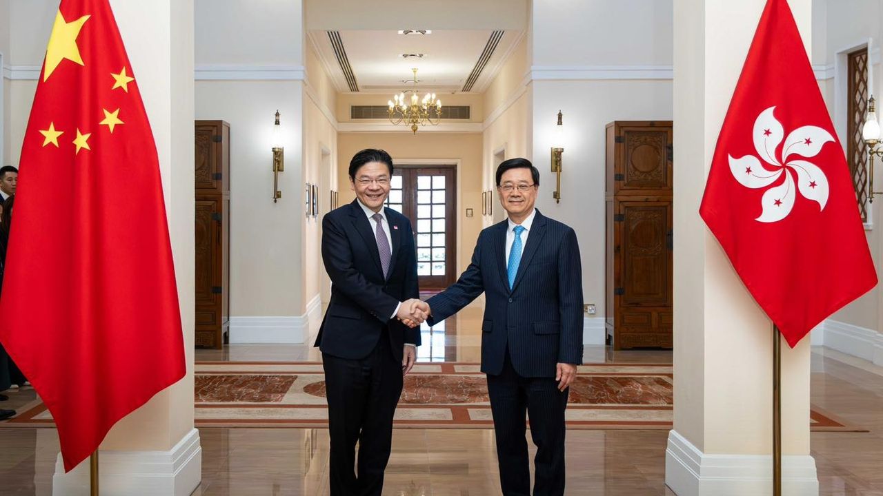 行政長官李家超、新加坡總理黃循財繼2023年再度會晤。（新加坡數碼發展及新聞部）