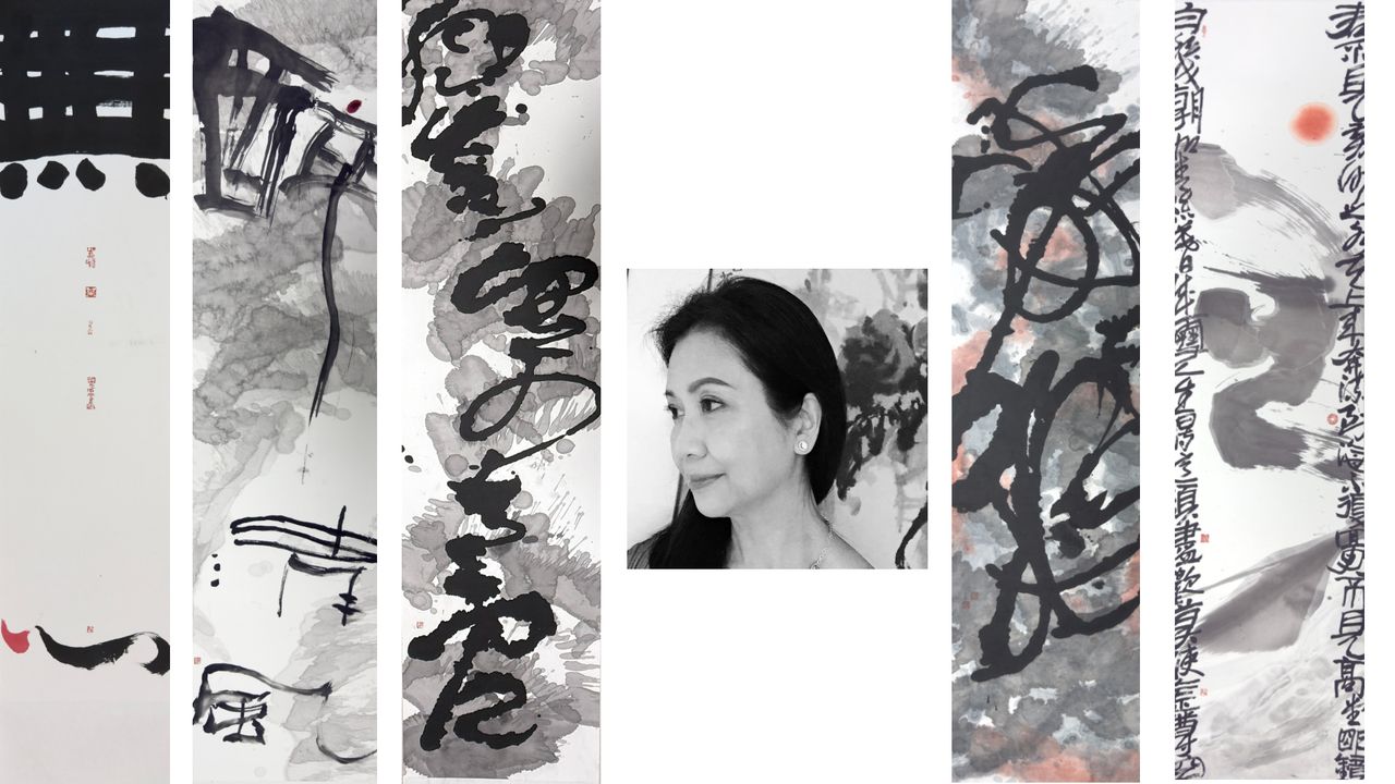 現代水墨藝術家盧美冰，一系列無聲之美的作品，折射出她內在曠達的品格。（灼見名家製圖）