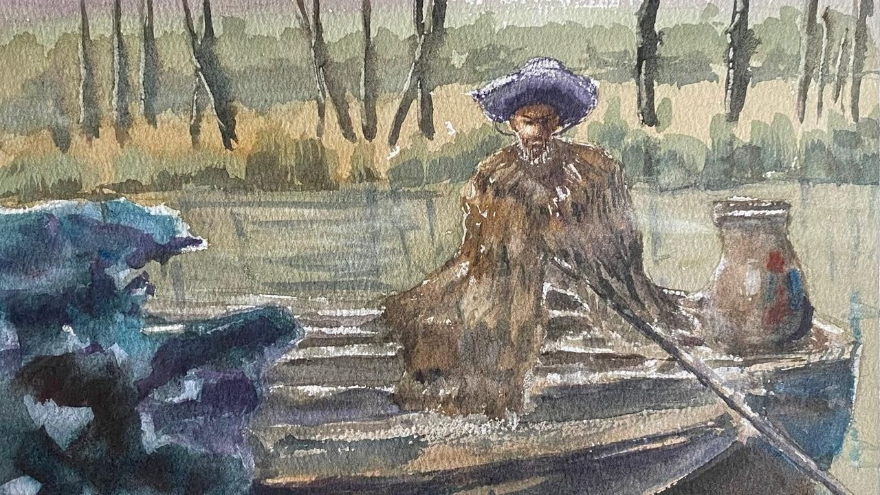 袁世凱江邊垂釣（作者繪）