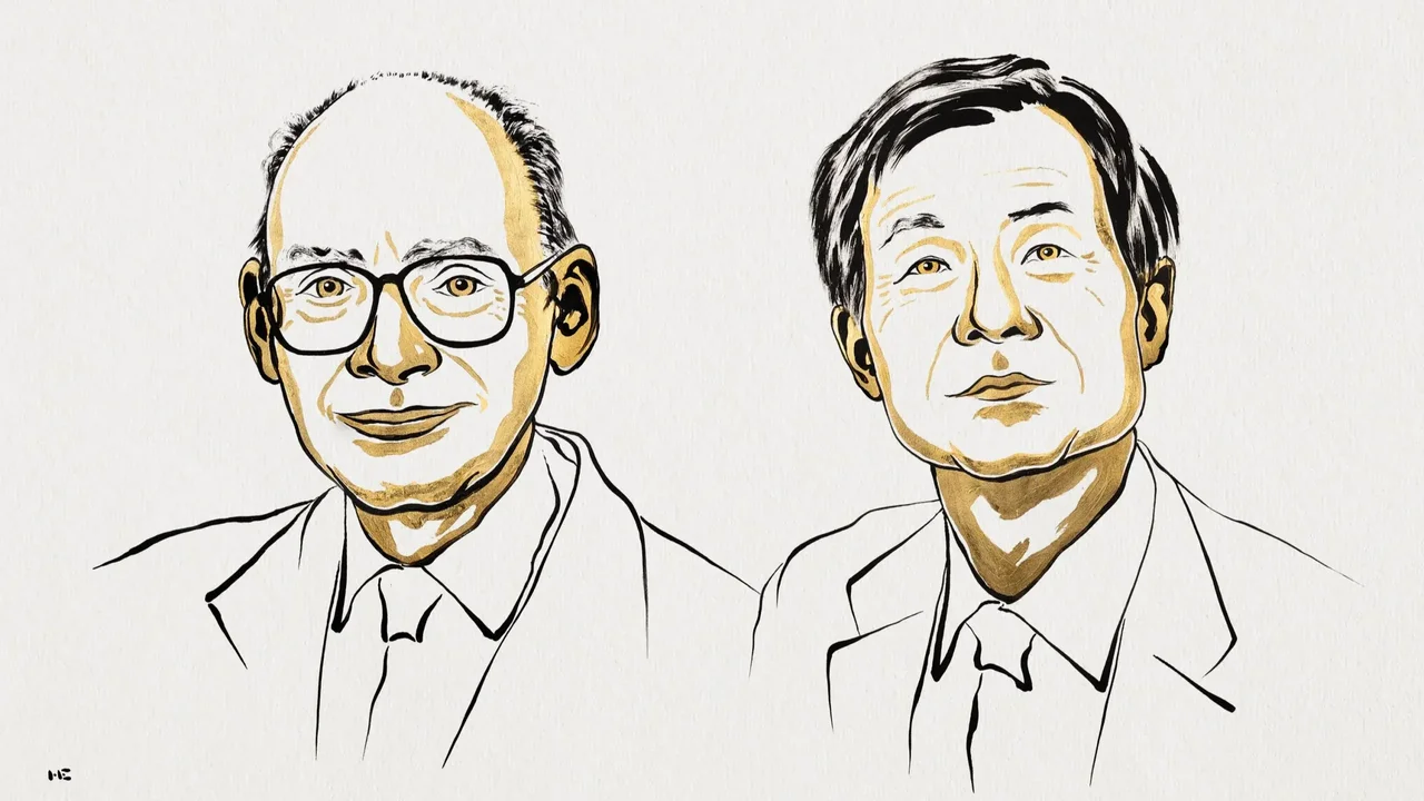 法國化學家卡甘(左)與日本化學家硤合憲三(右)共享2026年諾貝爾化學獎。(諾貝爾獎)