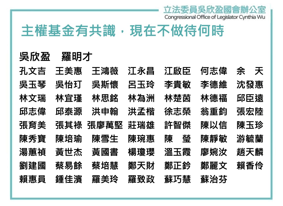 立委吳欣盈：央行應運用10%外匯存底成立主權財富基金，除了半導體矽盾再打造資本「金盾」 - TNL The News Lens 關鍵評論網