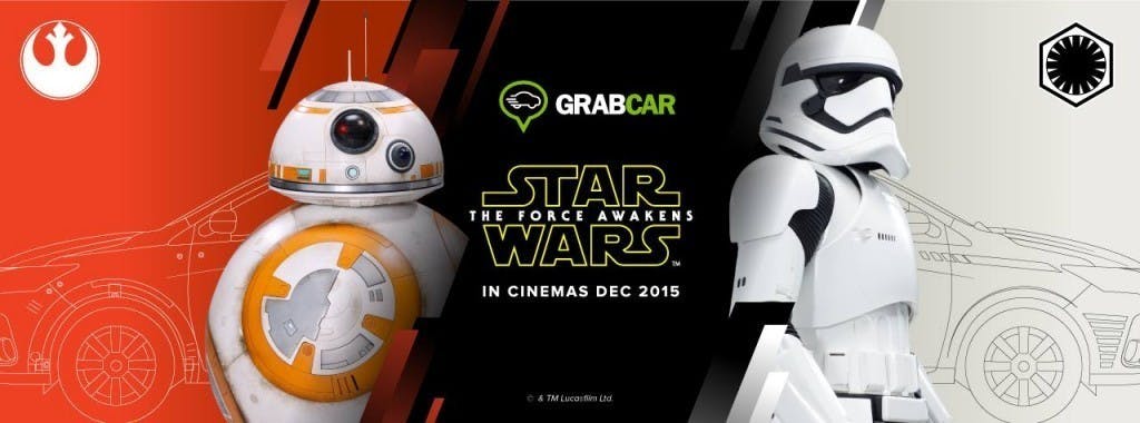 是Star Wars粉絲們注意！現在開始用GrabCar打車可呼喚可愛的BB－8或複製人士兵來載你！這篇文章的首圖