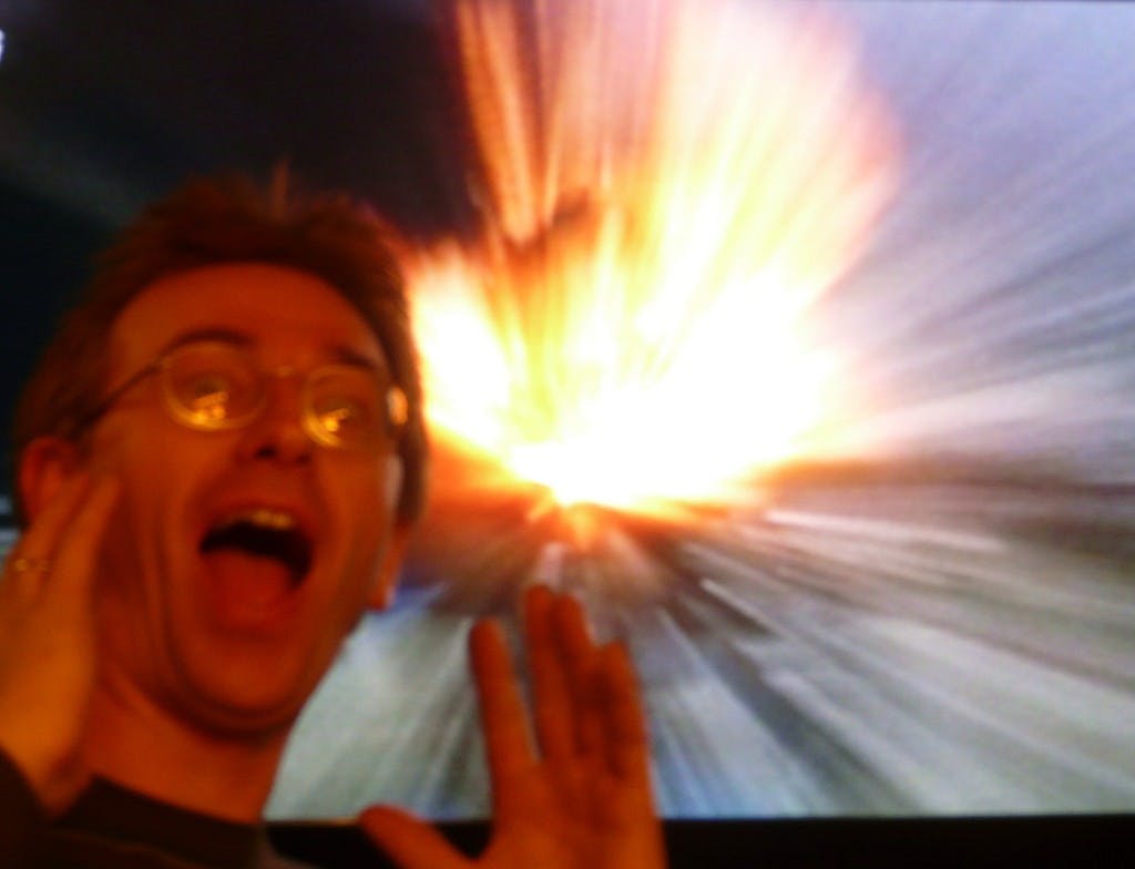 Selfportrait, being tagged, while watching my television exploding.