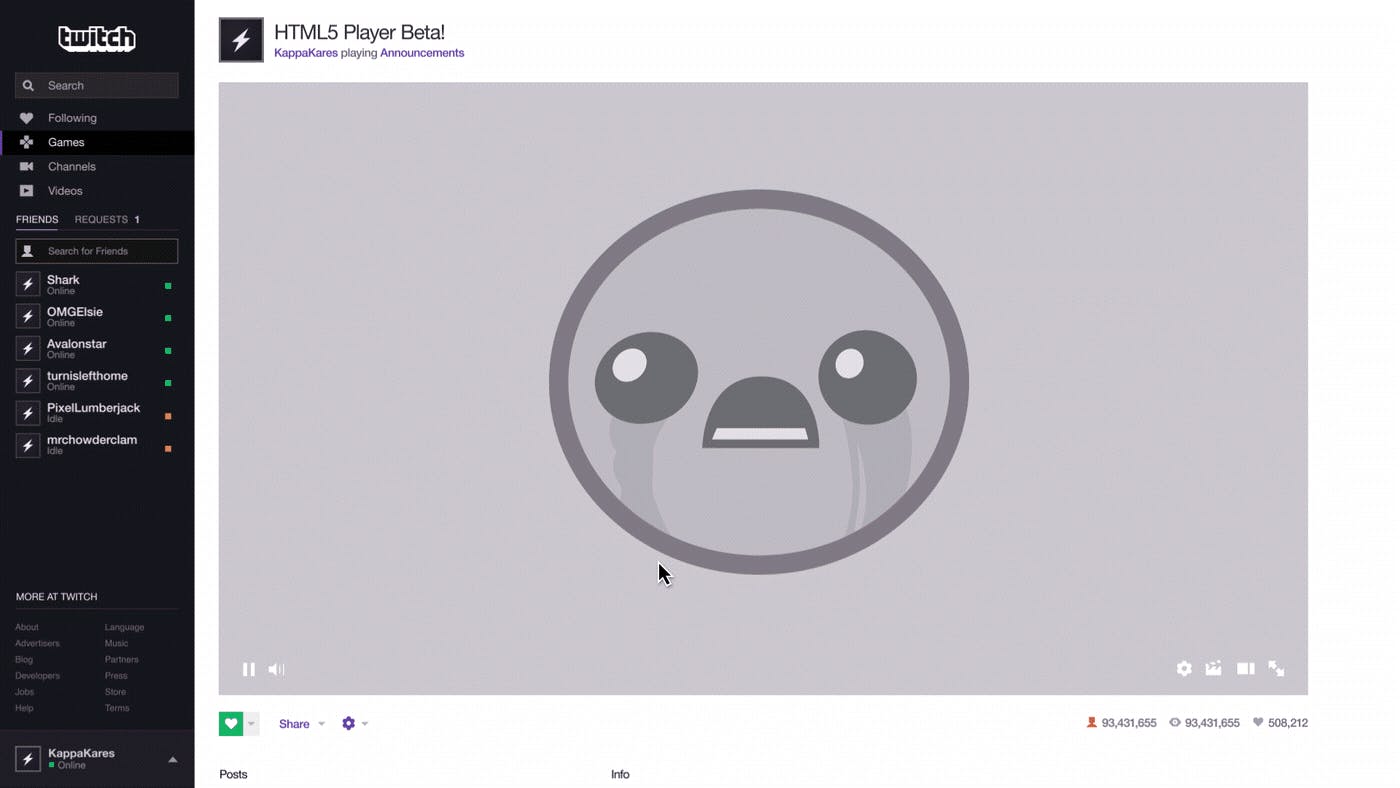 是Twitch 宣布 HTML5 播放器進入特定用戶封測階段，並將逐漸讓 Flash 淡出這篇文章的首圖