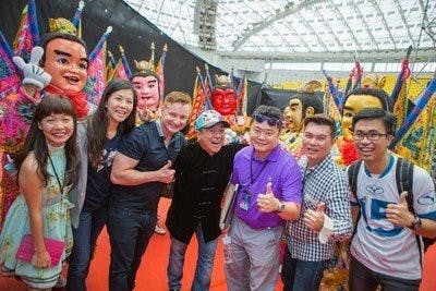 WorldVentures Kicks Off a Market Informational Meeting in Taiwan with 8,000 Guests - WorldVentures' team and the Three Princes dancers. From left to r...