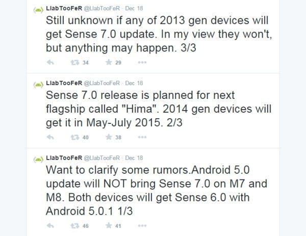 是2014 年度 HTC 主力機種將先升級 Android 5.0 ，至於 Sencse 7 則要等到明年五月這篇文章的首圖