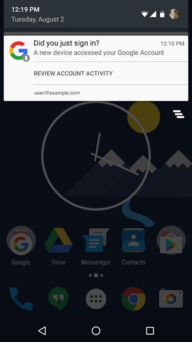 Android notification for newly added device