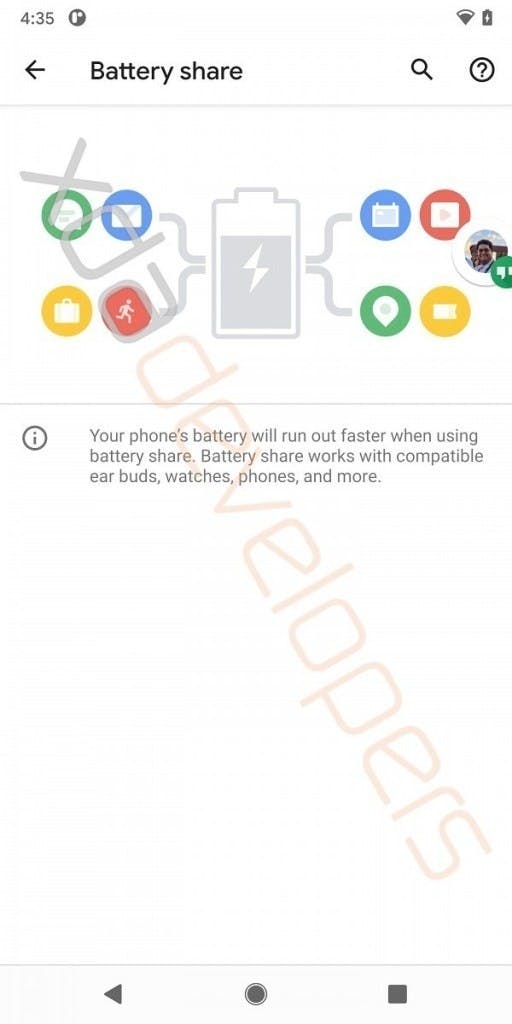 Android 11 Battery Share 512x1024 代號「Redfin」,新款Pixel手機可能加入反向無線充電功能