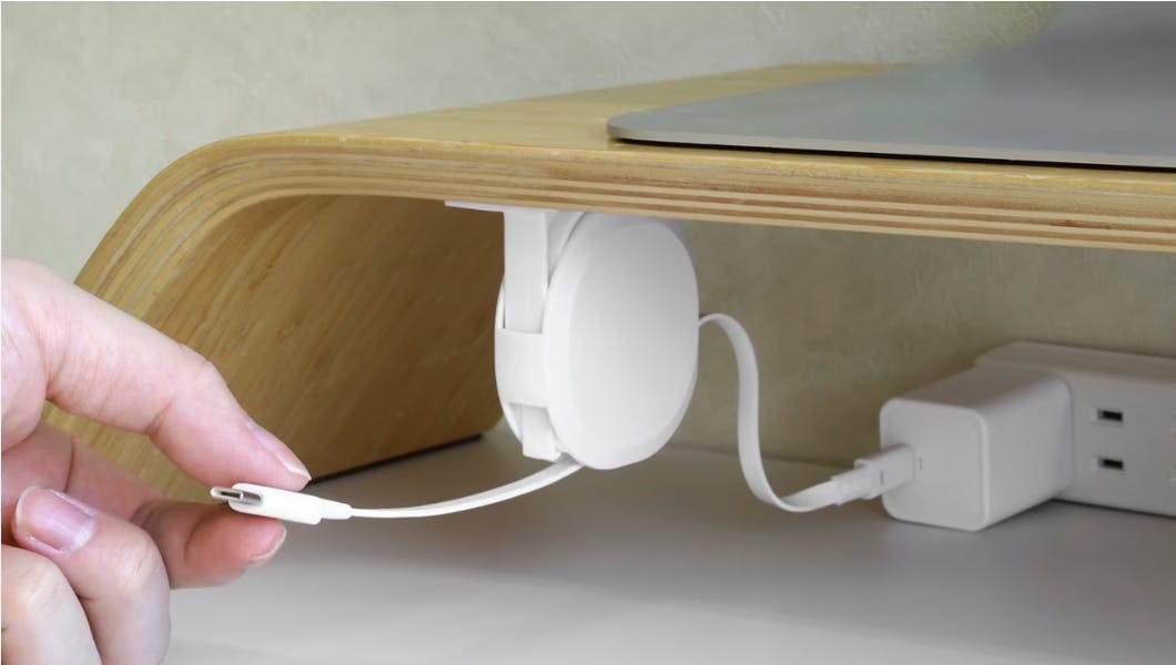 固定式卷線 USB‑C 線 桌面線材管理更順手