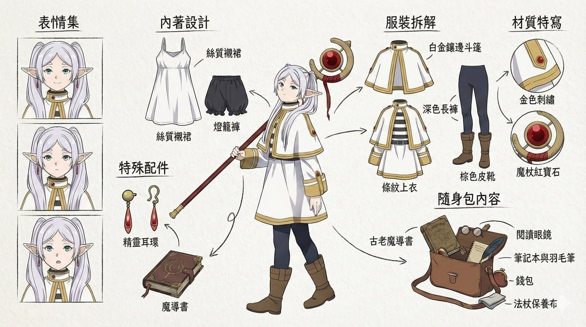 秒懂AI紙娃娃 角色服裝、配件分解圖就是這麼簡單 Nano Banana Pro指令貼上直接用