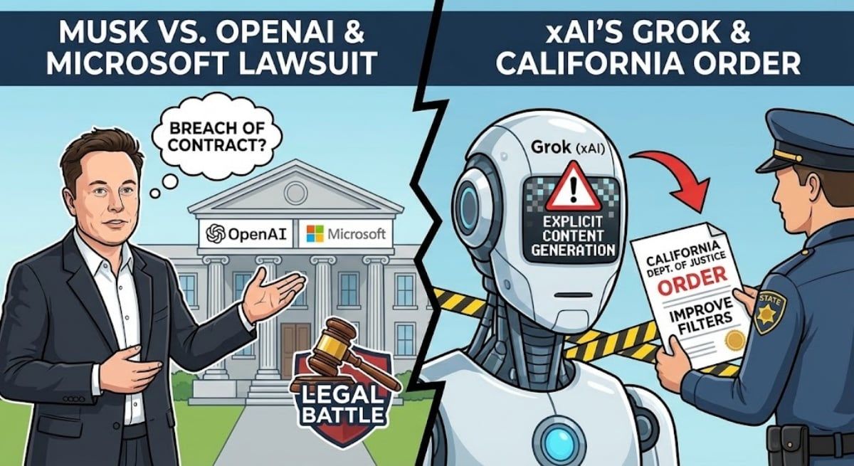 Elon Musk 向 OpenAI 與微軟求償 1340 億美元不當得利 但 Grok 在加州被命令停用「辣味模式」