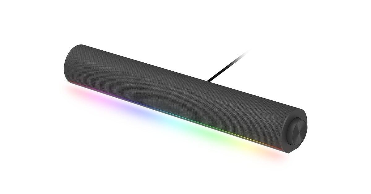 桌面空間不夠 改用千元有找小米電腦喇叭試試看 小體積雙聲道設計 RGB燈帶也沒有少