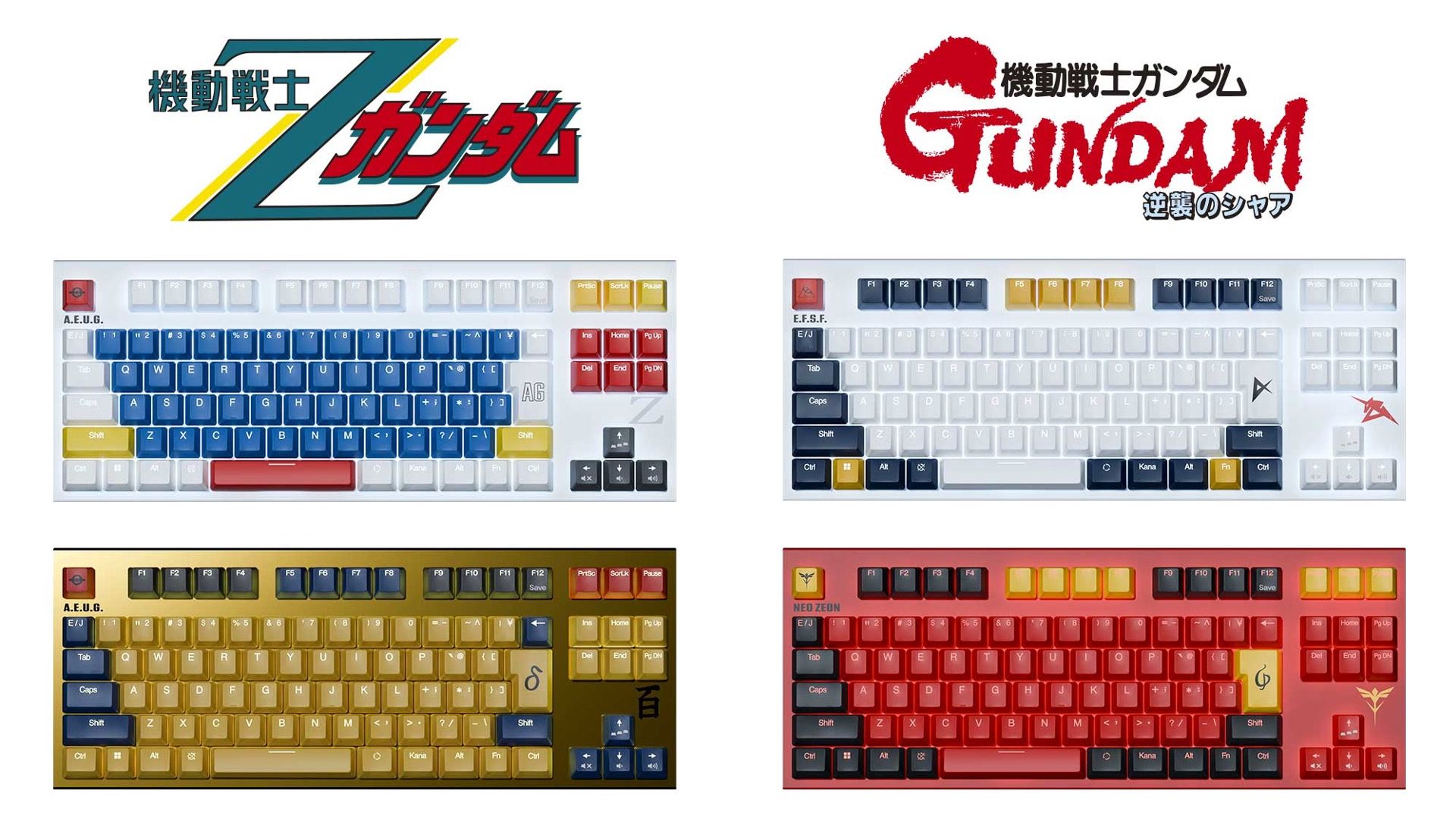 REALFORCE 推出《機動戰士鋼彈》聯名電競鍵盤 四款經典機體配色登場