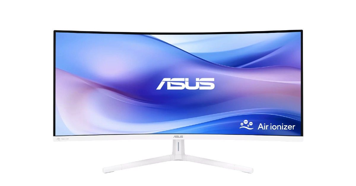 空氣清淨機、螢幕異種合體 華碩34吋VU34WCIP-W曲面螢幕護眼也顧肺 特價6988元可以考慮