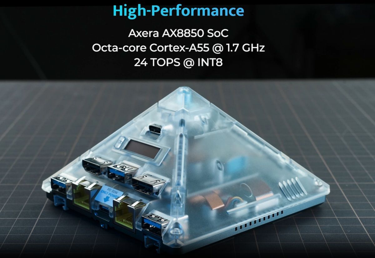 中國物聯網平台品牌M5Stack推出金字塔造型的AI Pyramid迷你電腦，具24 TOPS NPU可支援影像、多模AI與大型語言模型推論