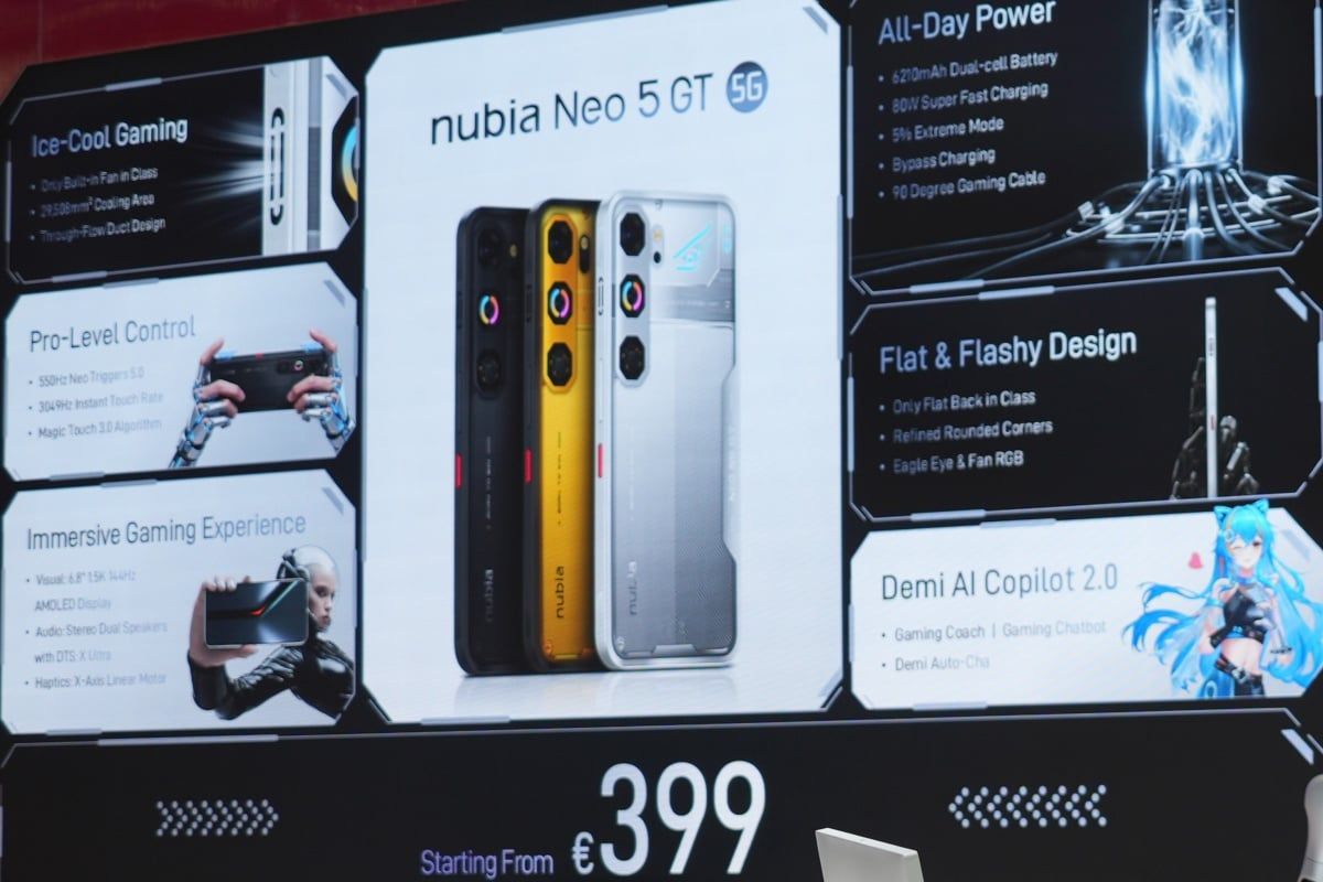 ZTE於MWC 2026秀「AI原生手機」與實體AI寵物iMoochi,nubia Neo 5系列加上實體風扇平價電競機