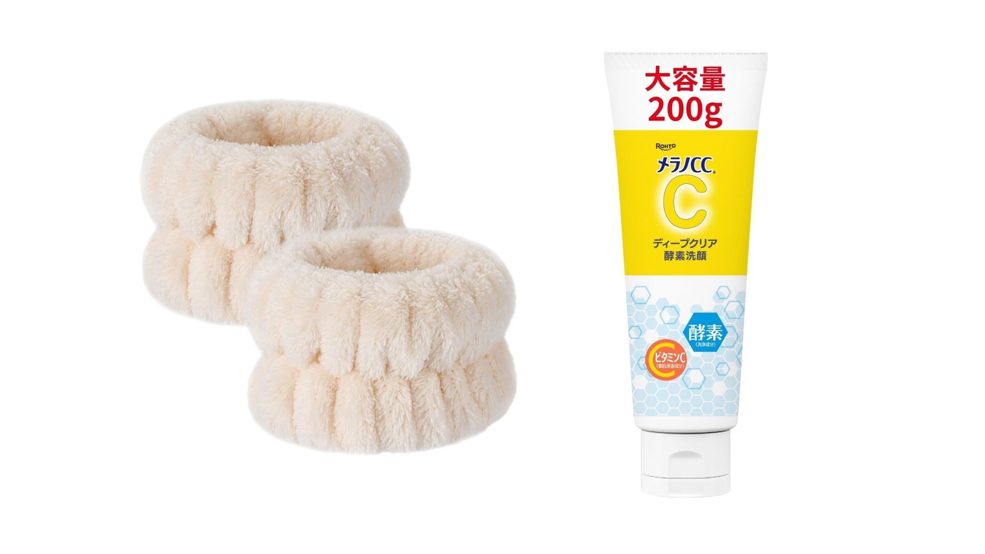 洗臉也能優雅不狼狽！日本熱銷 BEIHOO 手腕帶、Melano CC 酵素洗面乳，兩款潔顏好物推薦。