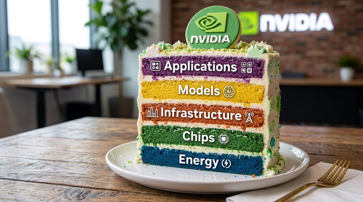 NVIDIA執行長解釋「AI是一個五層蛋糕」說法，層層之間皆相互強化