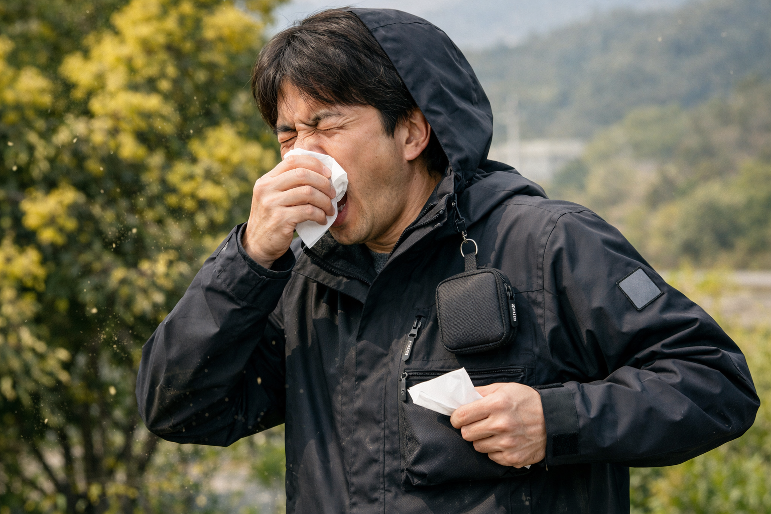 春季過敏一次搞定 外套內建衛生紙口袋+迷你藥品包