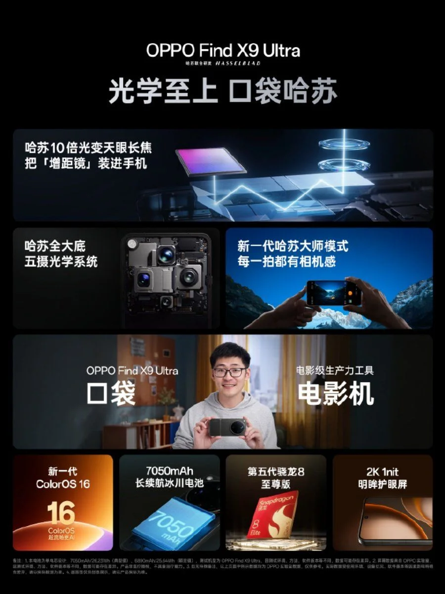 OPPO Find X9 Ultra挾10倍光學長焦與雙2億畫素震撼登場，同步推出小尺寸旗艦Find X9s Pro