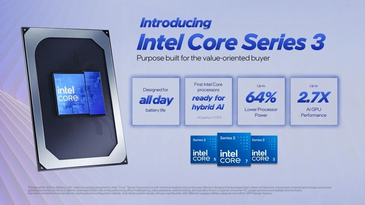 Intel Core Series 3平價行動處理器正式公布，與Core Ultra Series 3技術同源鎖定主流筆電與邊際裝置