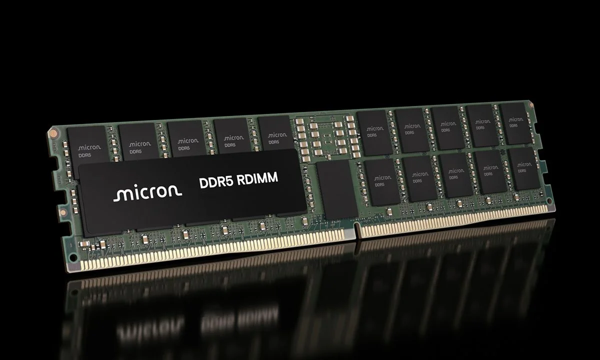DDR5 RDIMM 96GB facing right on black